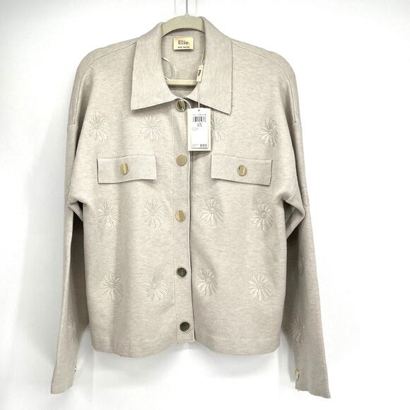 Elie. Elie Tahari Cardigan Womens XL Tan Oatmeal Heather Neutral Cozy Monochrome - Picture 2 of 11